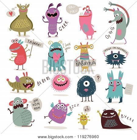 Vector set of cartoon cute monsters