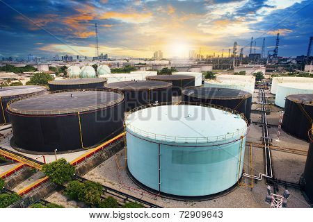 Oil Storage Tank In Petrochemical Refinery Industry Plant In Petroleum And Heavy Industrial Plant Wi