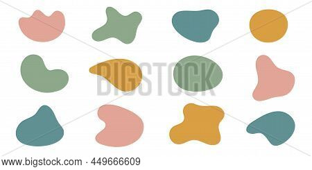 Blob Shape Organic In Boho Style, Vector Illustration Set. Collection From Abstract Modern Forms And