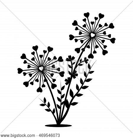 Abstract Isolated Flower With Hearts For A Holiday, Vector Illustration.