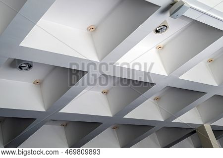 Concrete Structure Ceiling, Concrete With Light And Smoke Detectors, Fire Protection System