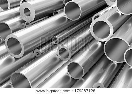 Many Different Steel Pipes, Industrial Background