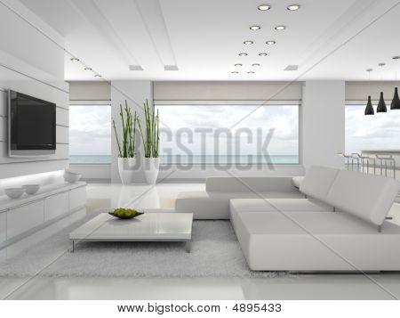 White Interior Of The Stylish Apartment