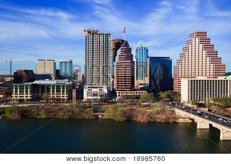 a nice clear day by the lake in downtown Austin Texas