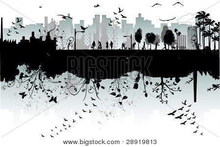 modern urban scene : the two sides of the city - various elements in vector format