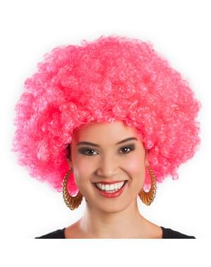 Peluca afro rosa unisex