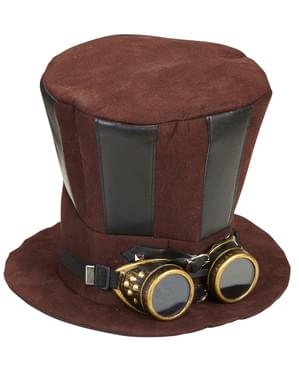 Steampunk hoed met bril voor volwassenen