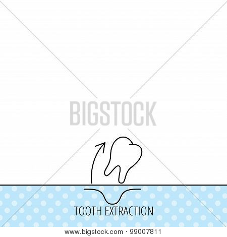 Tooth extraction icon. Dental paradontosis sign.