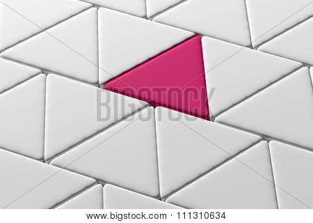 Close-up Of One Pink Triangle Amongst White Triangles