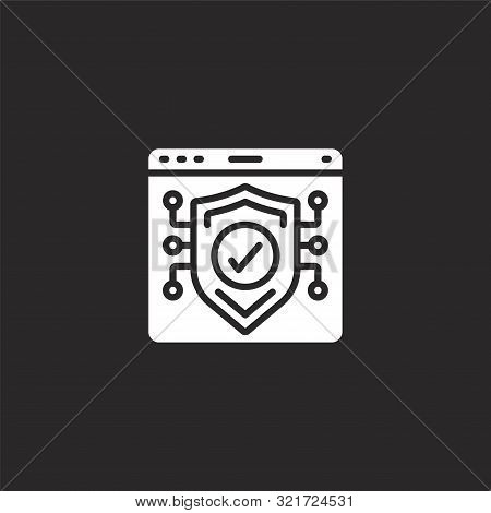 Browser Icon. Browser Icon Vector Flat Illustration For Graphic And Web Design Isolated On Black Bac