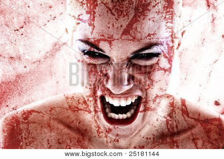 portrait of a bloodstained  woman