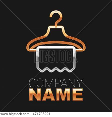 Line Hanger Wardrobe Icon Isolated On Black Background. Cloakroom Icon. Clothes Service Symbol. Laun