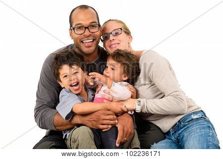 Happy Interracial Family Isolated On White