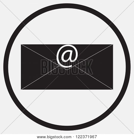 Icon monochrome black white e-mail message. Mail and e-mail icon e-mail marketing internet and contact envelope message icon e-mail sign mail web email. Vector abstract flat design illustration