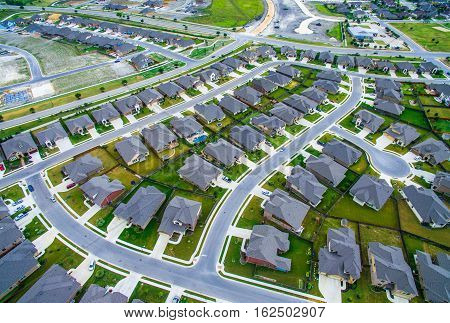 Sunset Suburban Homes North of Austin near Round Rock , Texas as Texas expands more and more homes are built in Modern Neighborhood Communities new development still under construction