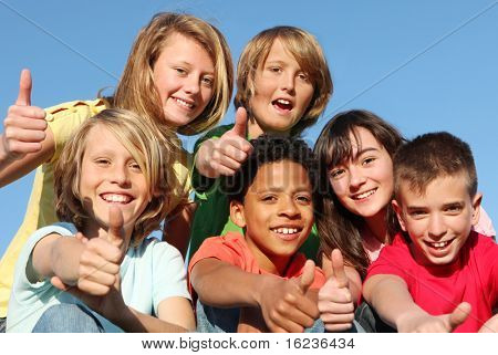 happy kids with thumbs up