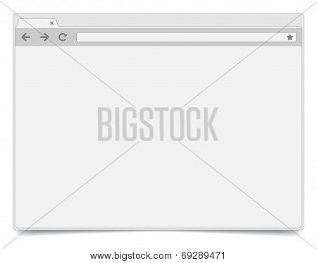 Simple Opened Browser Window On White Background With Shadow.