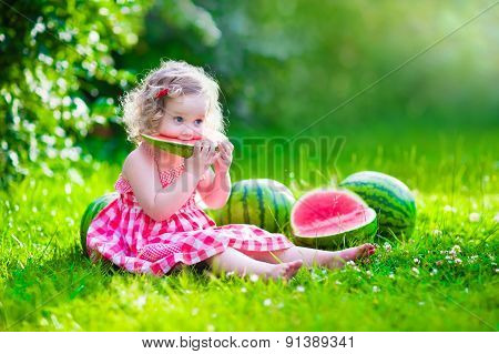 Little Girl Eating Watermelon