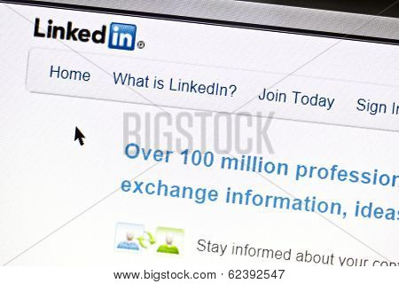 Ostersund, Sweden - July 24, 2011:Close up of Linkedin's main page on a web browser. Linkedin is a business oriented social networking site. 