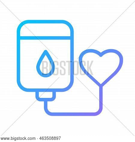 Blood Donation Pixel Perfect Gradient Linear Vector Icon. Medical Procedure. Volunteer Donor. Intrav