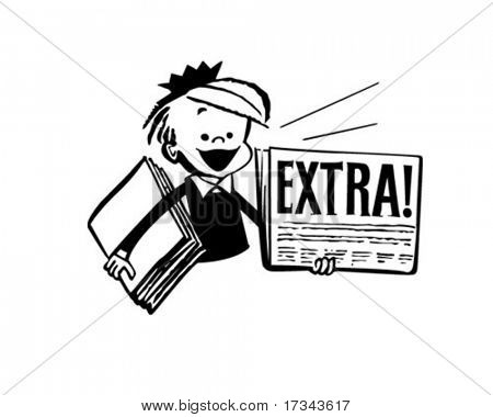 Newspaper Boy - Retro Clip Art