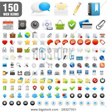 150 detailed icons. Vector Illustration