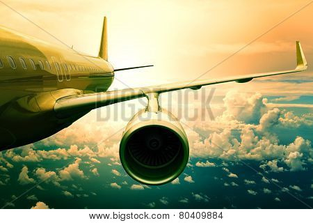 Passenger Jet Plane Flyin Above Cloud Scape Use For Aircraft Transportation And Traveling Business B