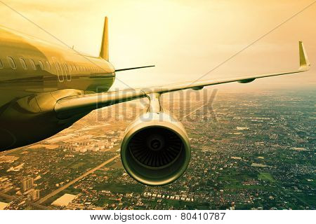 Passenger Jet Plane Flyin Above Cloud Scape Use For Aircraft Transportation And Traveling Business B