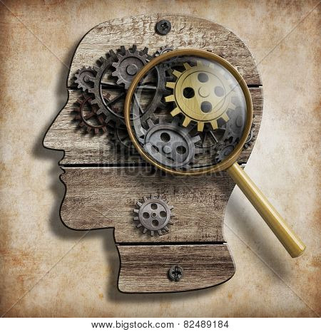 Brain gears and cogs. Mental illness, psychology, invention and idea concept.