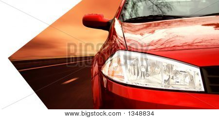  Red Sport Car On A Highway