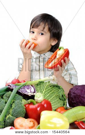 Healthy food, cute kid