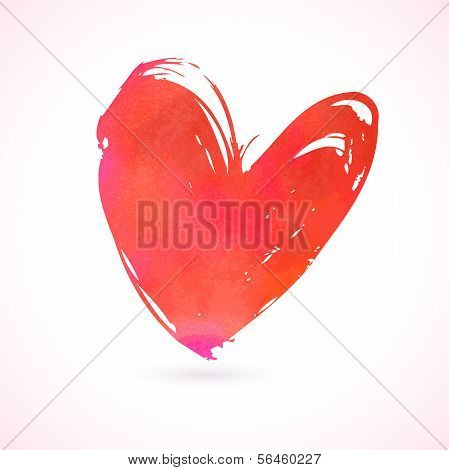 Vector grunge card with hand painted heart