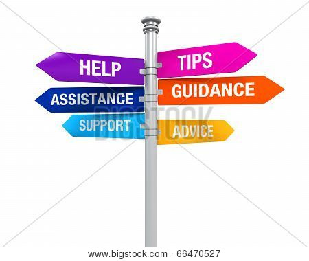 Sign Directions Support Help Tips Advice Guidance Assistance