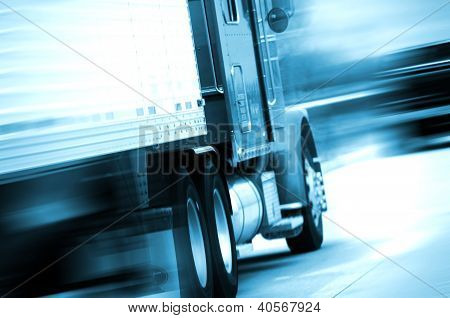 Semi Truck In Motion