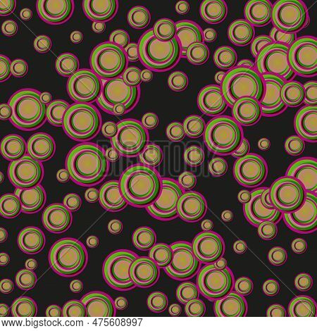 Colored Circles On Black Background, Template Festive Design Element For Brochures, Posters