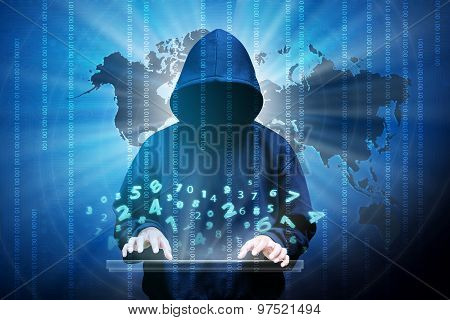 Computer Hacker Silhouette Of Hooded Man