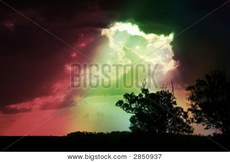 Rainbow Clouds And Trees