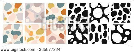 Organic Shapes Seamless Pattern. Abstract Art Color Watercolor Paint Blobs. Expressive Vector Wallpa