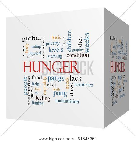 Hunger 3D Cube Word Cloud Concept