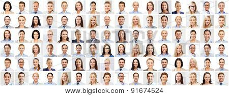 success concept - collage with many business people portraits