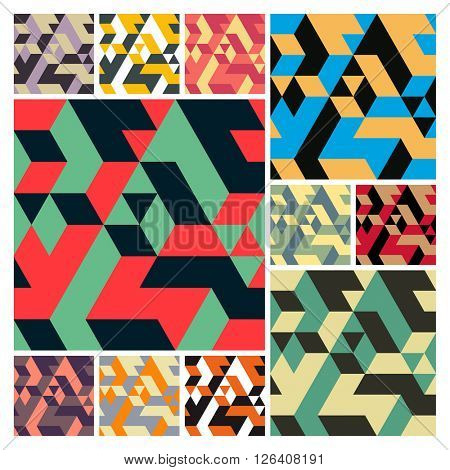 Abstract Geometrical 3d Background. Vector set.