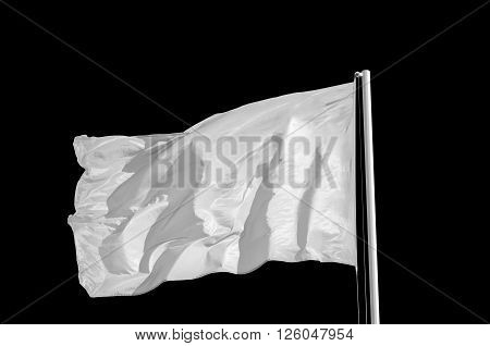 Blank white flag, isolated on black background.