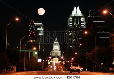 State Capitol Building At Night In Downtown Austin, Texas