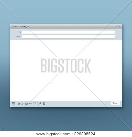 Email Message Interface With Send Form Vector Template. Illustration Of Form Mail Page, User Interfa