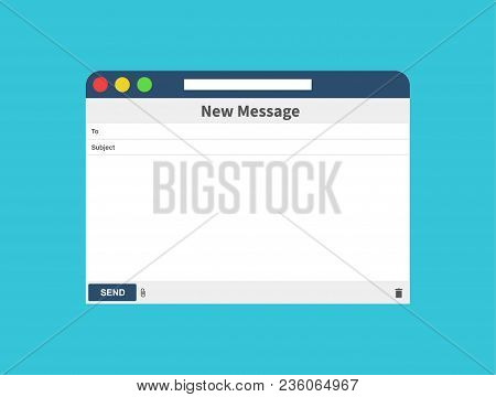 Email Message Blank Window Of E-mail, Template. E-mail Blank Template Internet Mail Frame Interface 