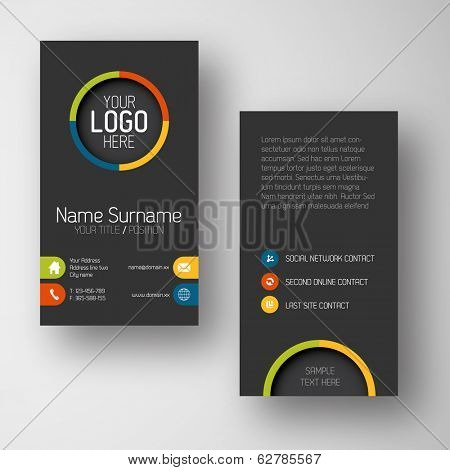 Modern simple dark vertical business card template with some placeholder