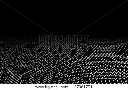 curve metallic mesh on black background. monochrome color. for web or printing background design.