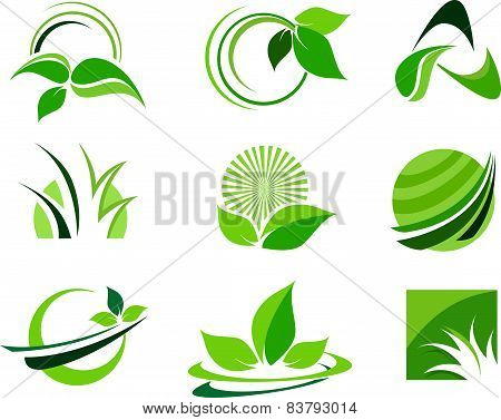 Green Leafs Design Elements