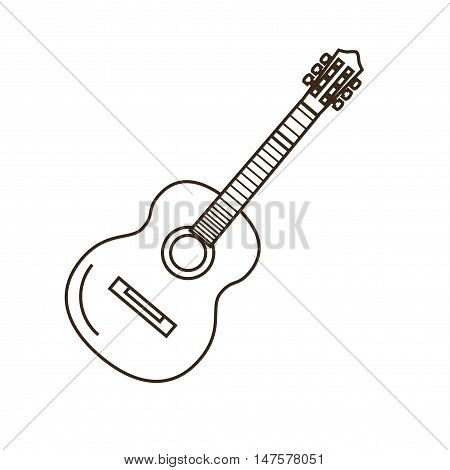 Guitar outline icon. Vector classical guitar illustration. Concept of guitar in mono line style. Guitar icon isolated. Outline guitar icon.