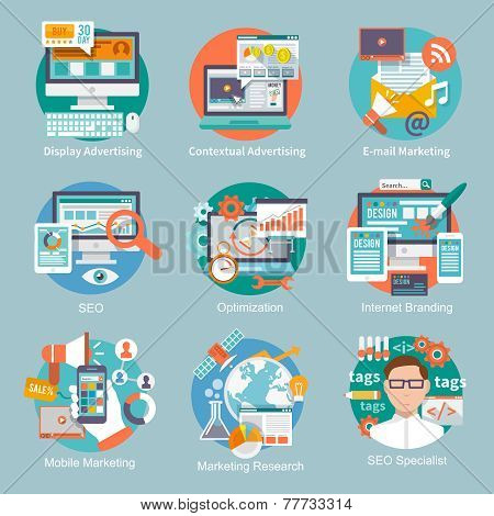 Seo Internet Marketing Flat Icon